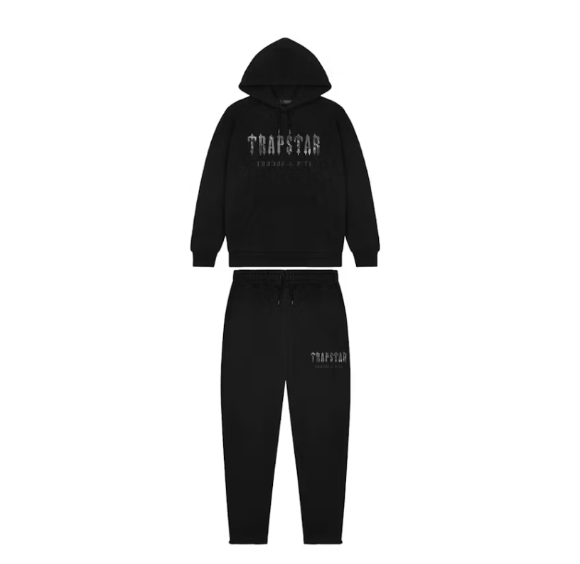 Trapstar Decoded Camo Hooded Tracksuit - Blackout Edition