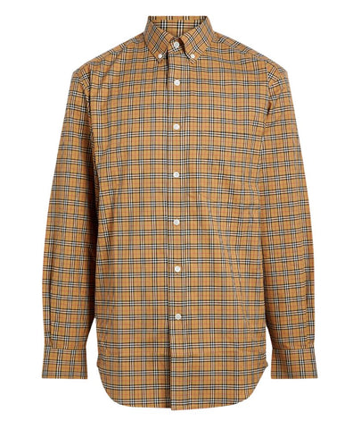 Burberry Shirt Mens, Beige Checked Front